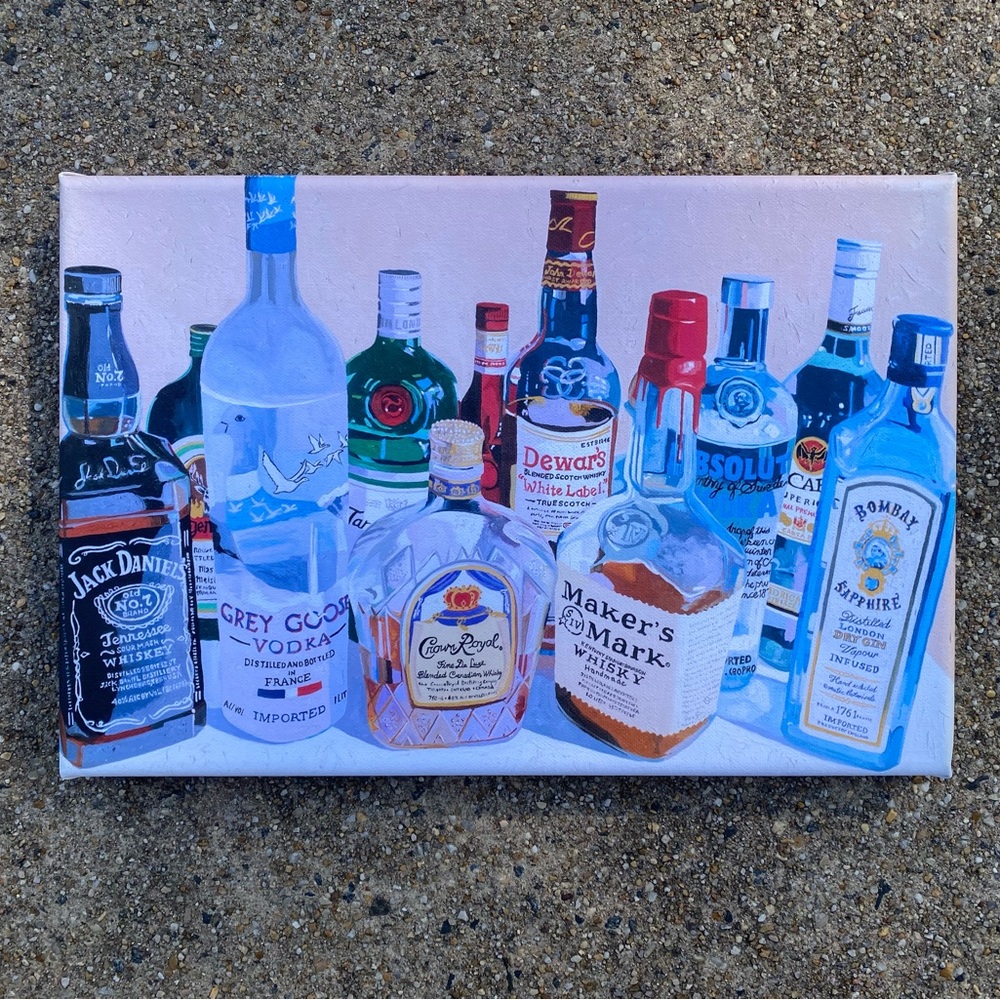 "Mix a Drink #1" 8” x 12” Canvas by Christopher Mize NWOT